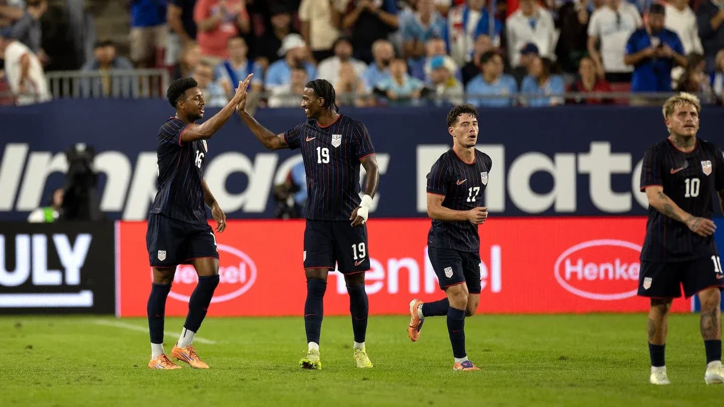USA players celebrating a goal during match USA players celebrating a goal during match
