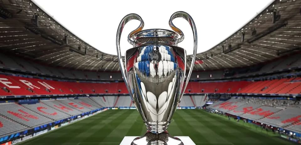 Champions League trophy in empty stadium Champions League trophy in empty stadium