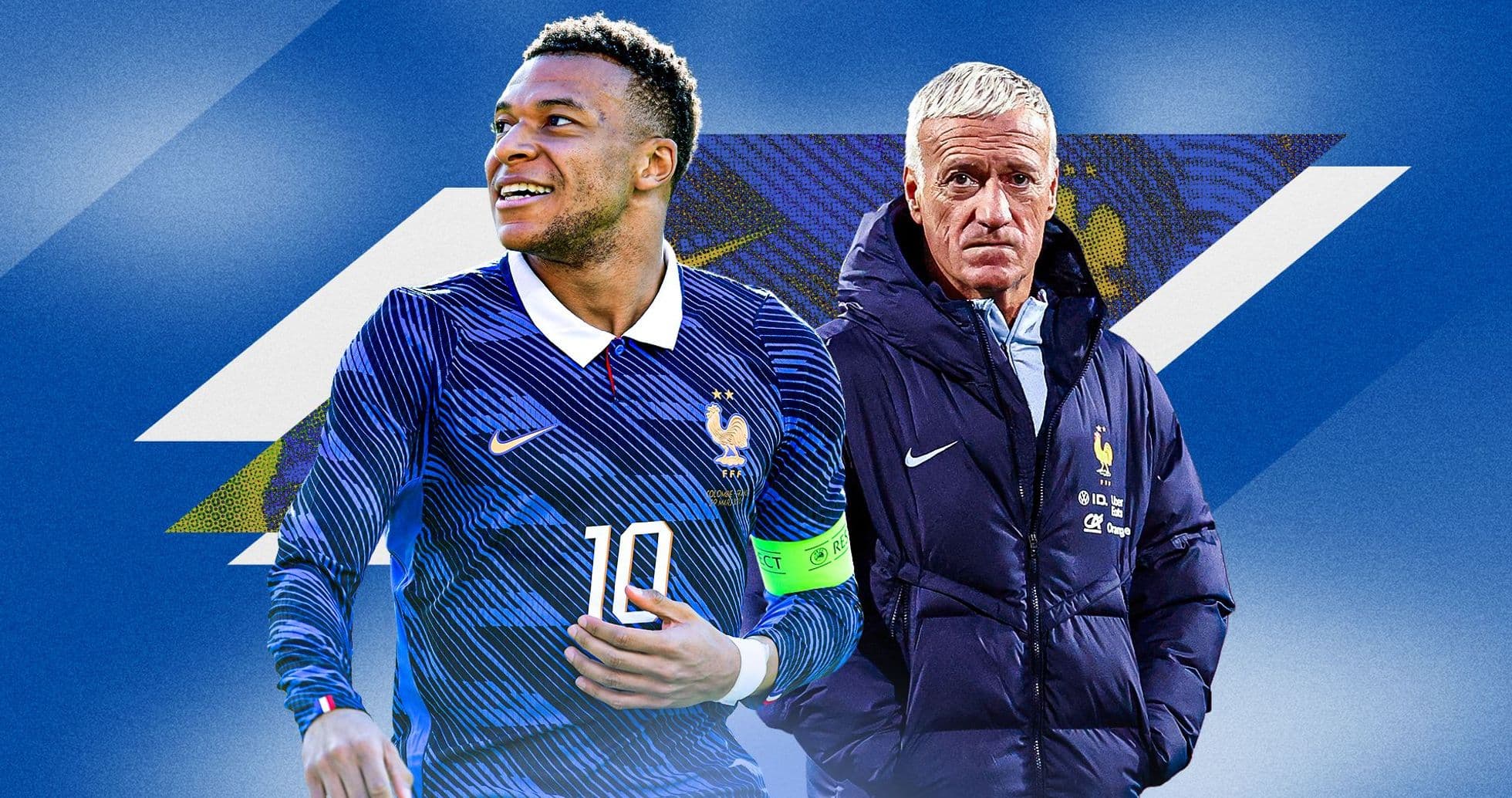 Kylian Mbappé and Didier Deschamps in France jerseys Kylian Mbappé and Didier Deschamps in France jerseys