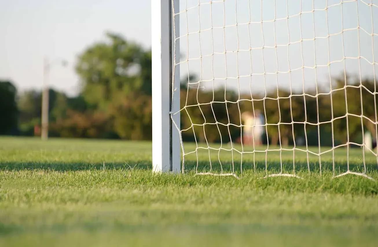 Close-up of soccer goalpost and net Close-up of soccer goalpost and net