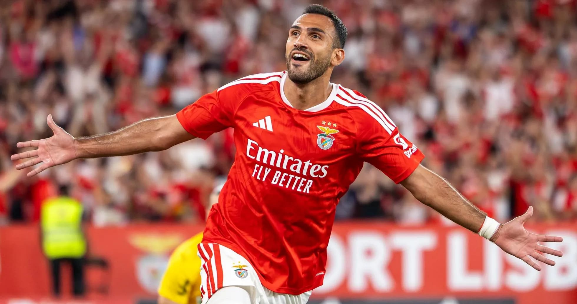 Benfica player celebrating goal during match Benfica player celebrating goal during match