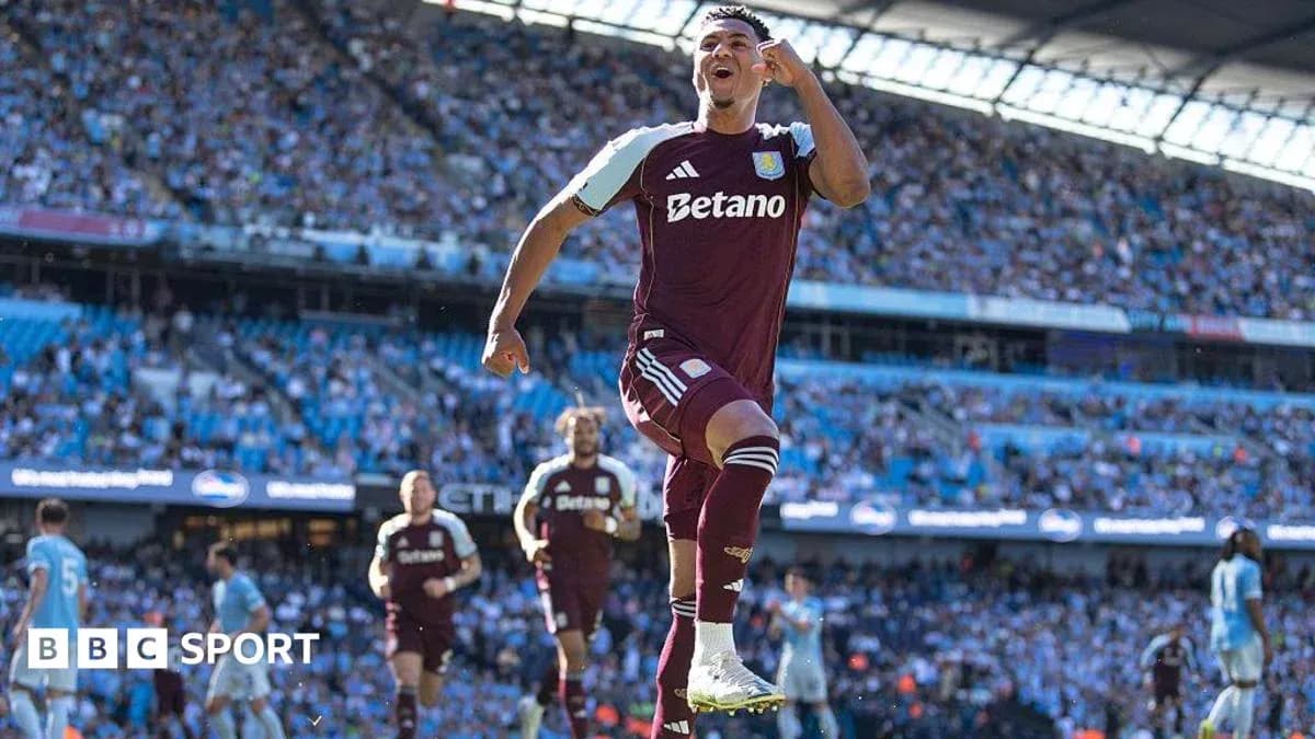 Aston Villa player celebrating a goal in stadium Aston Villa player celebrating a goal in stadium