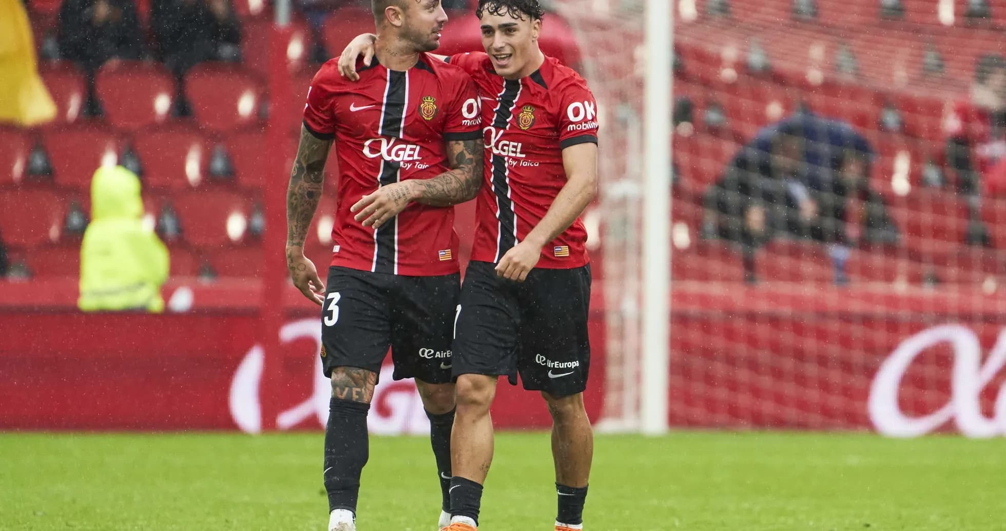 Mallorca players celebrating during a match Mallorca players celebrating during a match