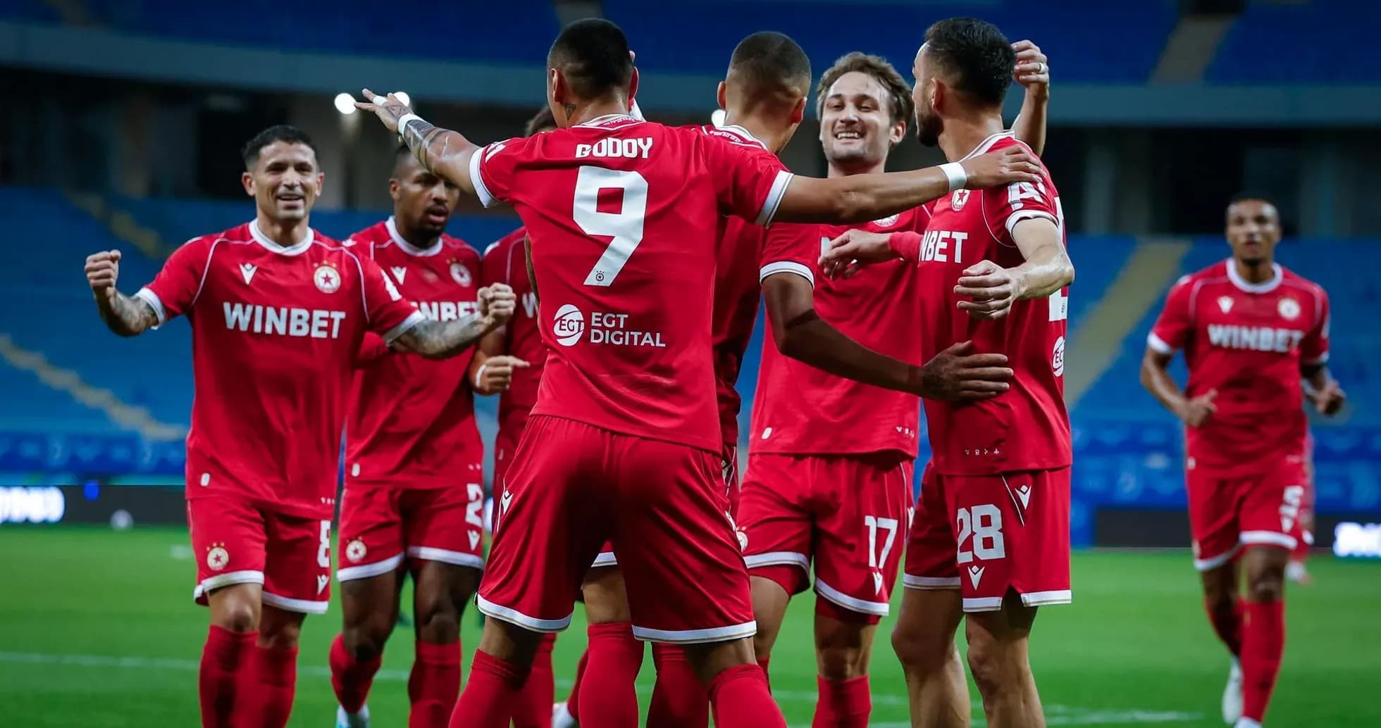 CSKA Sofia players celebrating a goal CSKA Sofia players celebrating a goal