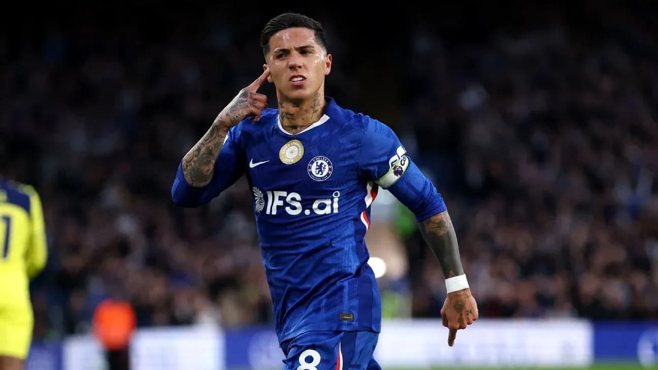Player celebrating in Chelsea kit during match Player celebrating in Chelsea kit during match