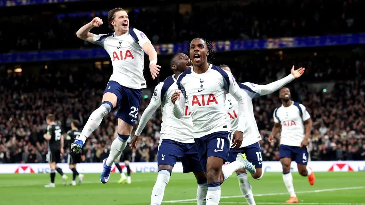 Tottenham players celebrating a goal during match Tottenham players celebrating a goal during match