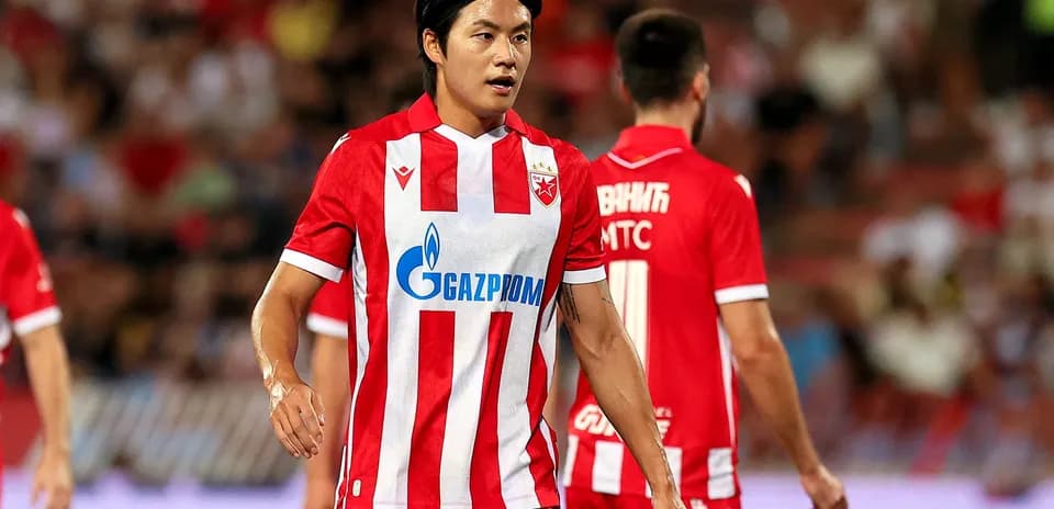 Player from FK Crvena Zvezda during a match Player from FK Crvena Zvezda during a match