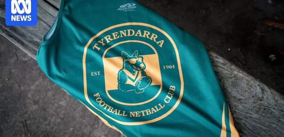 Tyrendarra Football Netball Club jersey on bench Tyrendarra Football Netball Club jersey on bench