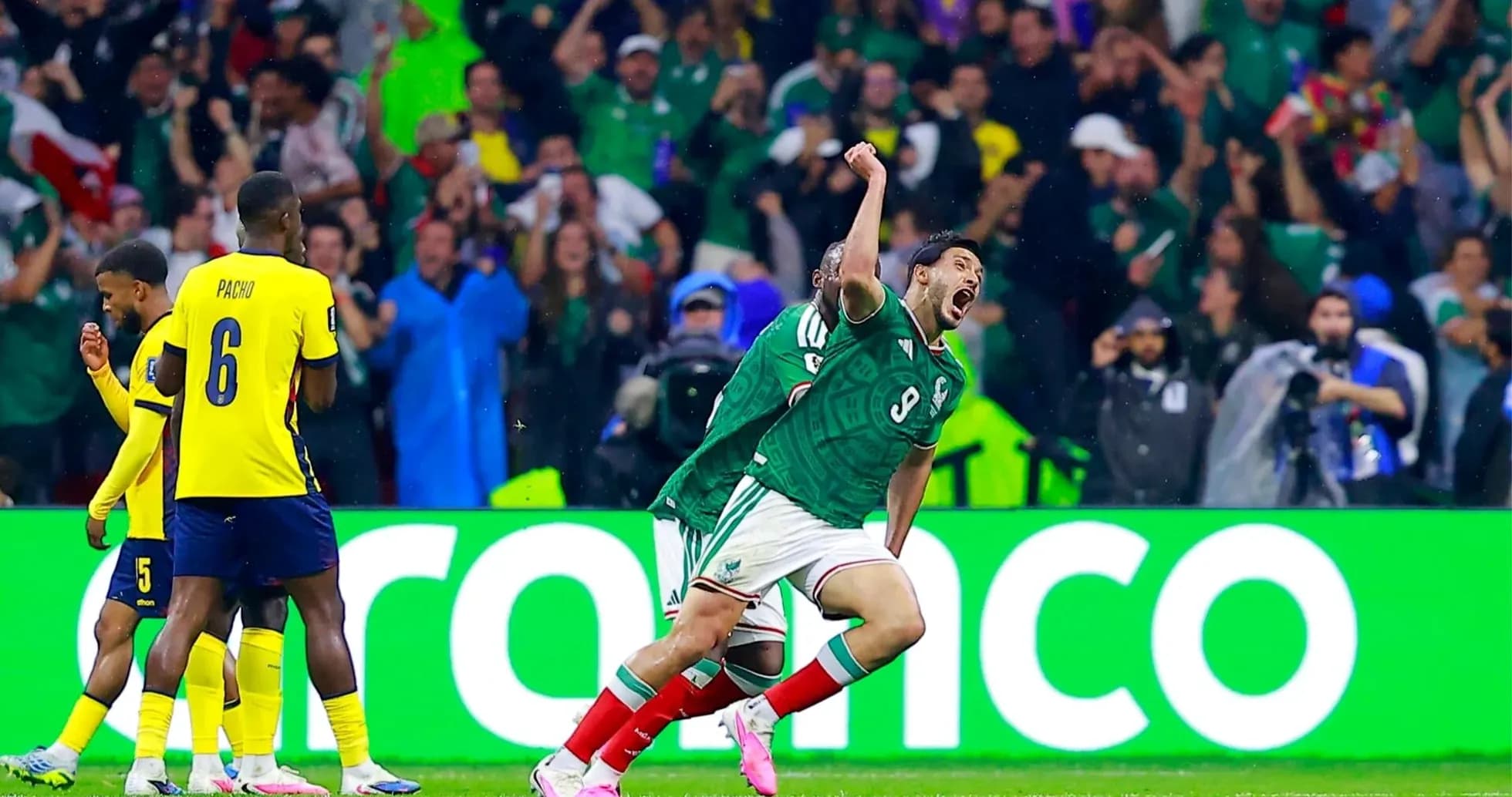 Mexico player celebrating goal against Ecuador Mexico player celebrating goal against Ecuador