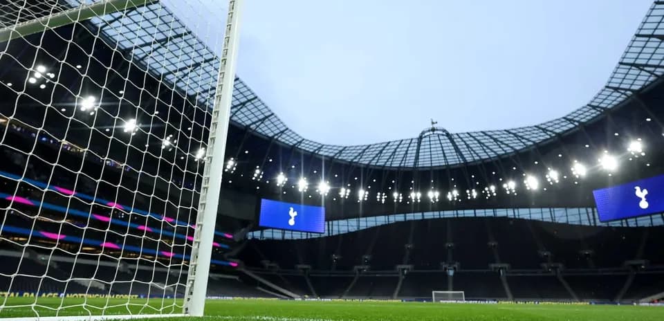 View of Tottenham Hotspur Stadium from goalpost View of Tottenham Hotspur Stadium from goalpost