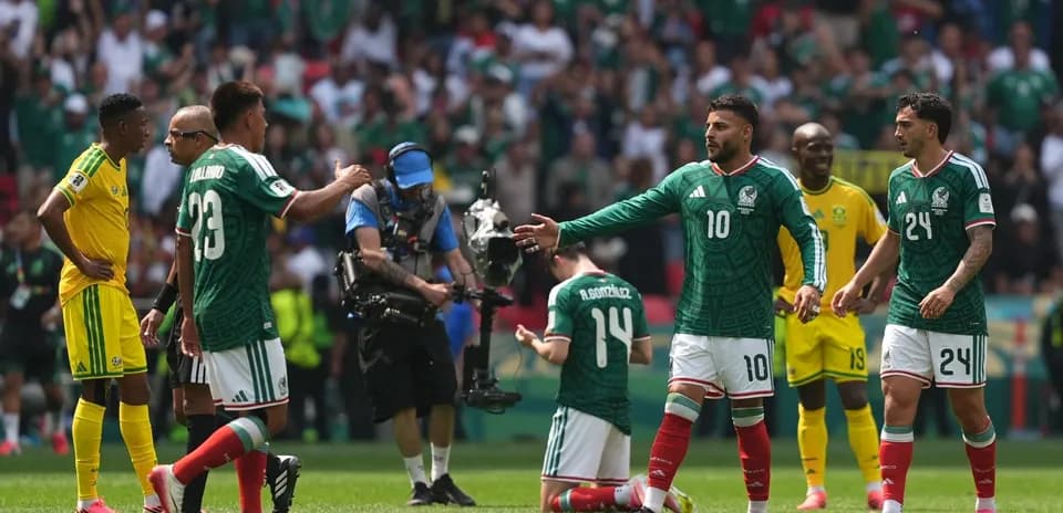 Players celebrating during Mexico vs South Africa match Players celebrating during Mexico vs South Africa match