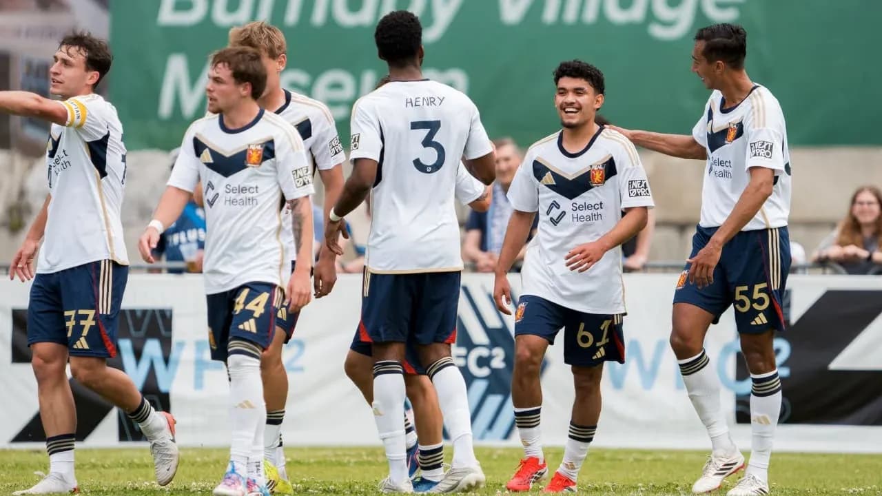 Real Monarchs players celebrating a goal Real Monarchs players celebrating a goal