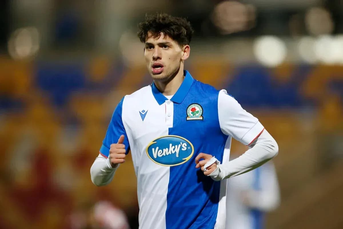 Player in Blackburn Rovers kit during match Player in Blackburn Rovers kit during match