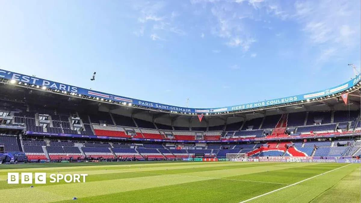 Empty stadium view of Parc des Princes before match Empty stadium view of Parc des Princes before match