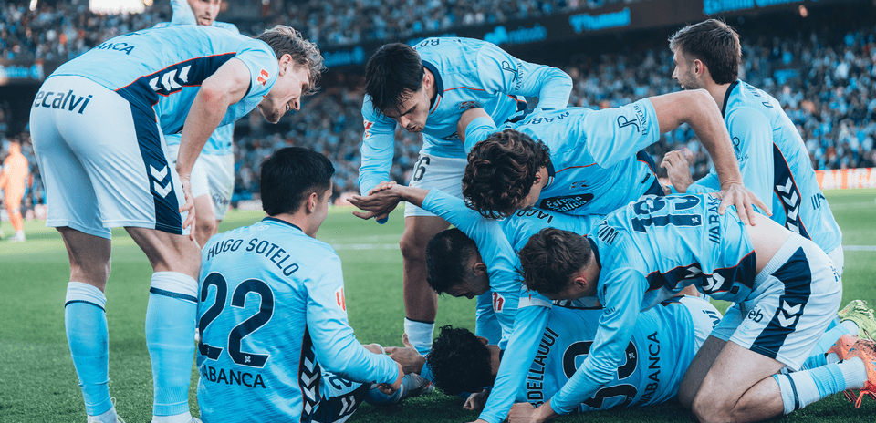Celta Vigo players celebrating a goal Celta Vigo players celebrating a goal