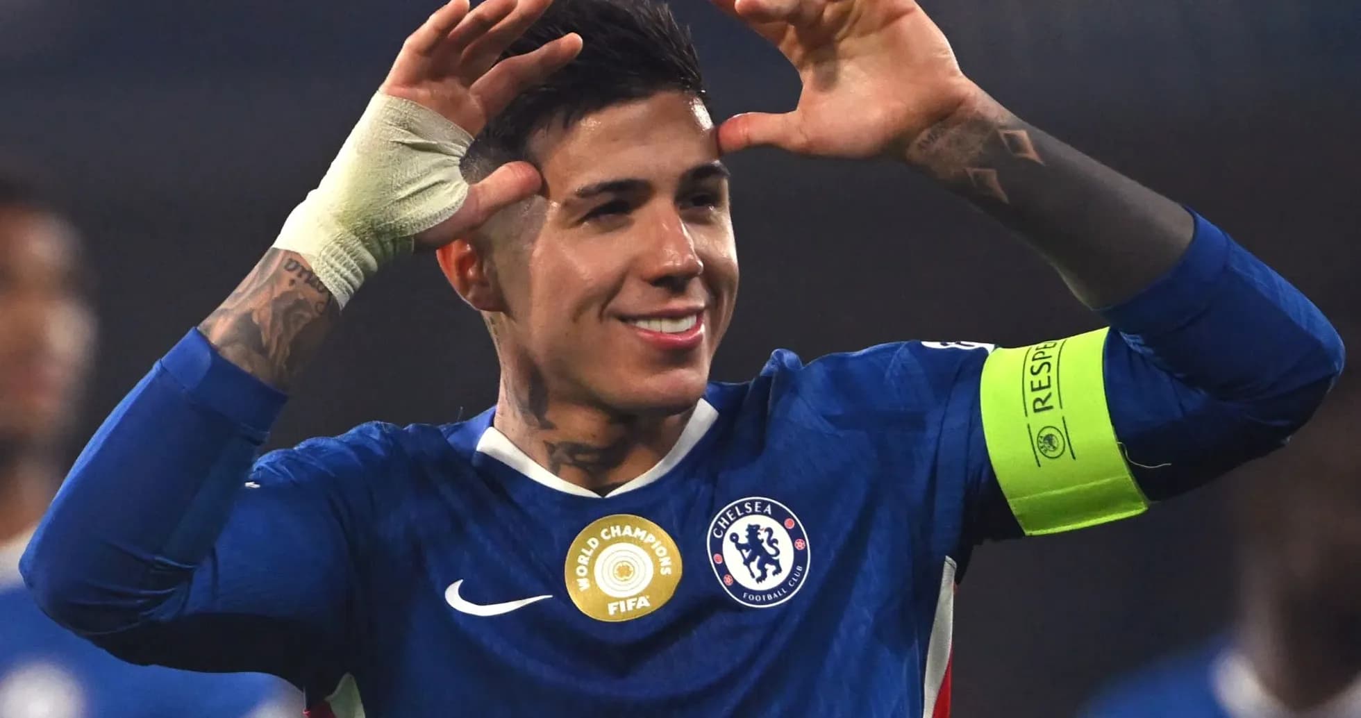 Chelsea player celebrating during match with fans Chelsea player celebrating during match with fans