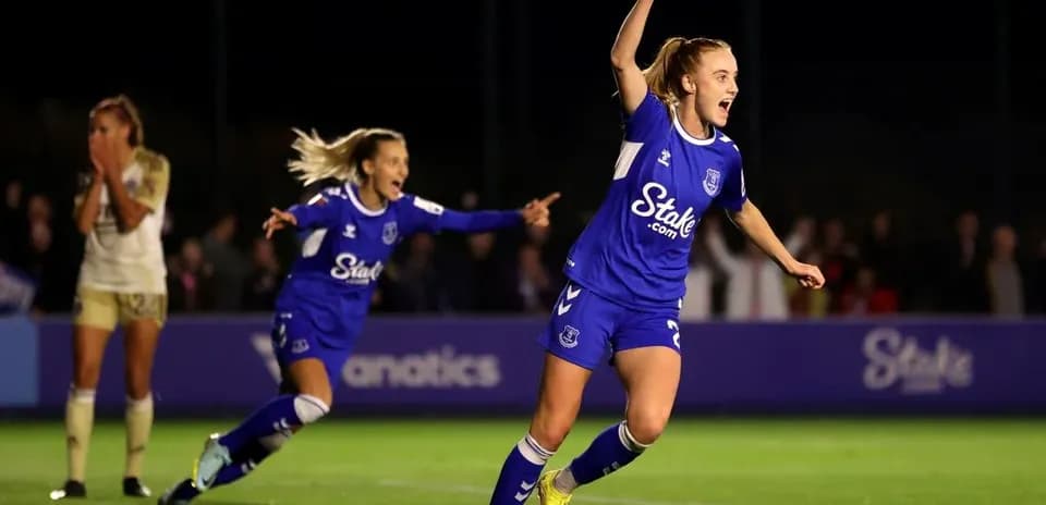 Everton player celebrating goal during match Everton player celebrating goal during match