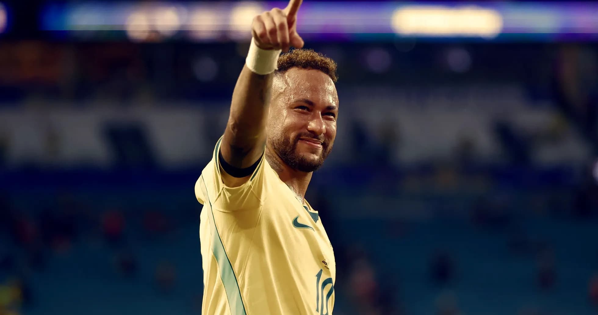 Player celebrating with a raised finger after match Player celebrating with a raised finger after match