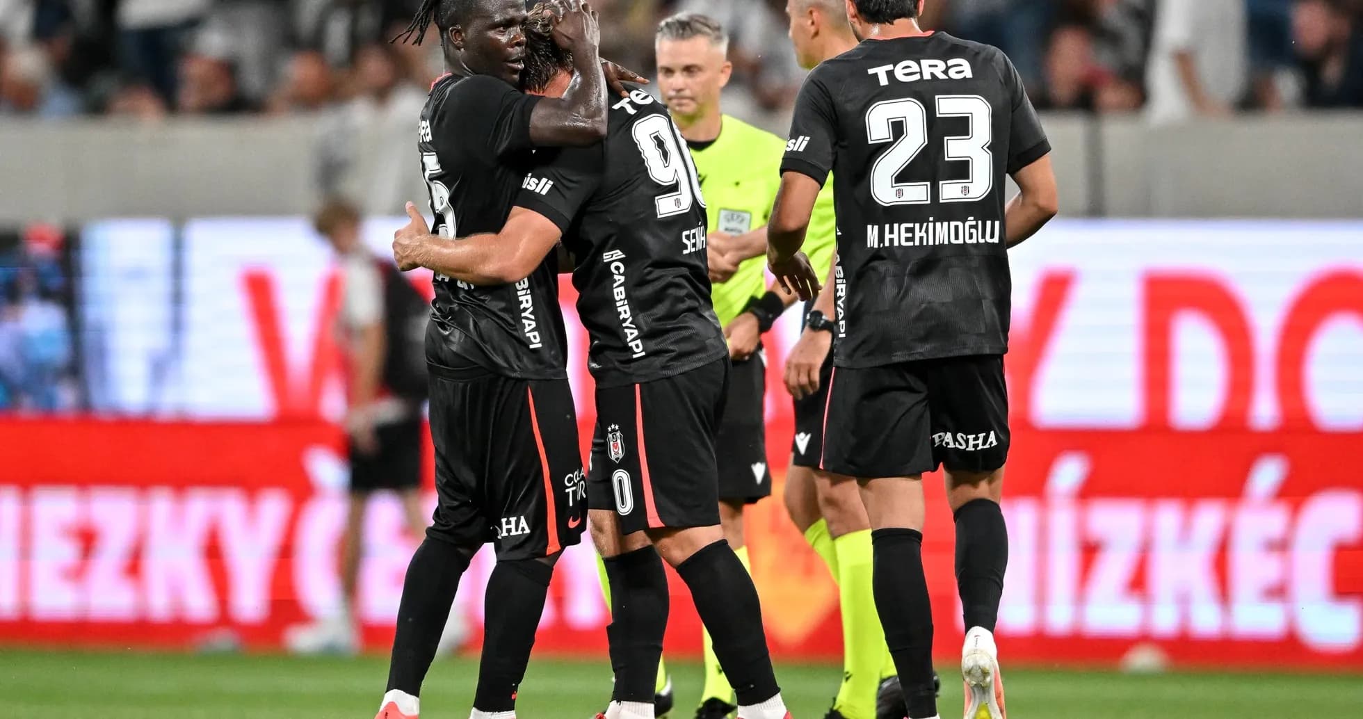 Beşiktaş players celebrating during Europa League match Beşiktaş players celebrating during Europa League match