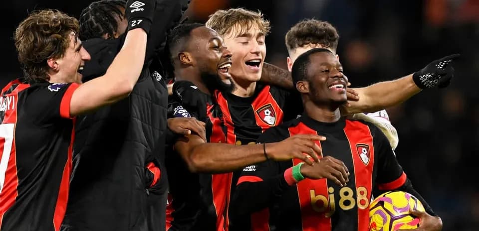 Bournemouth players celebrating a goal during match Bournemouth players celebrating a goal during match