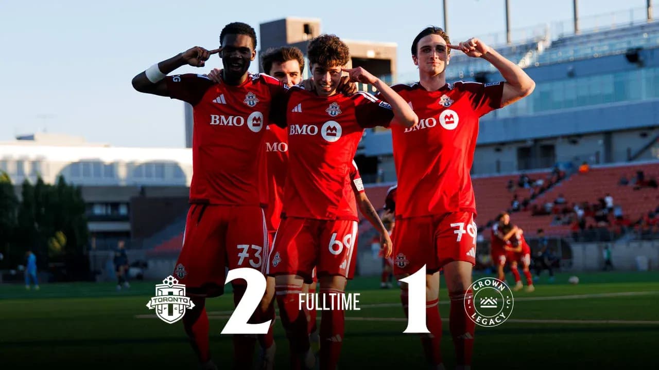 Toronto II players celebrating victory over New England II Toronto II players celebrating victory over New England II