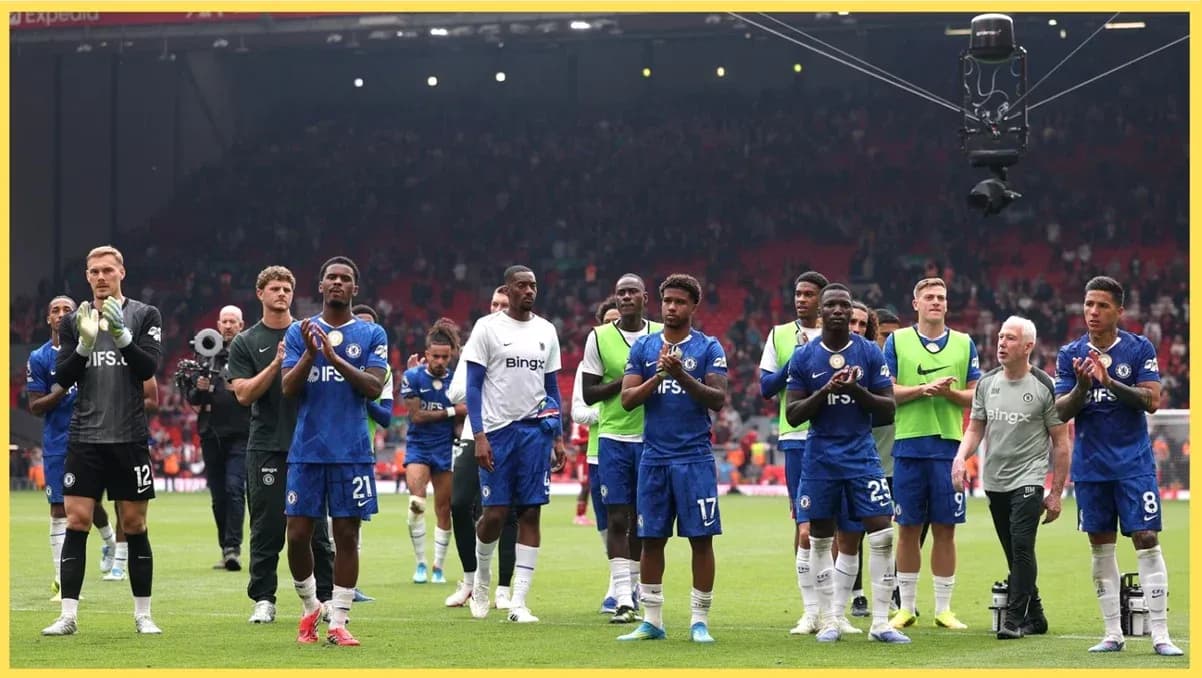 Chelsea players applauding fans after match Chelsea players applauding fans after match