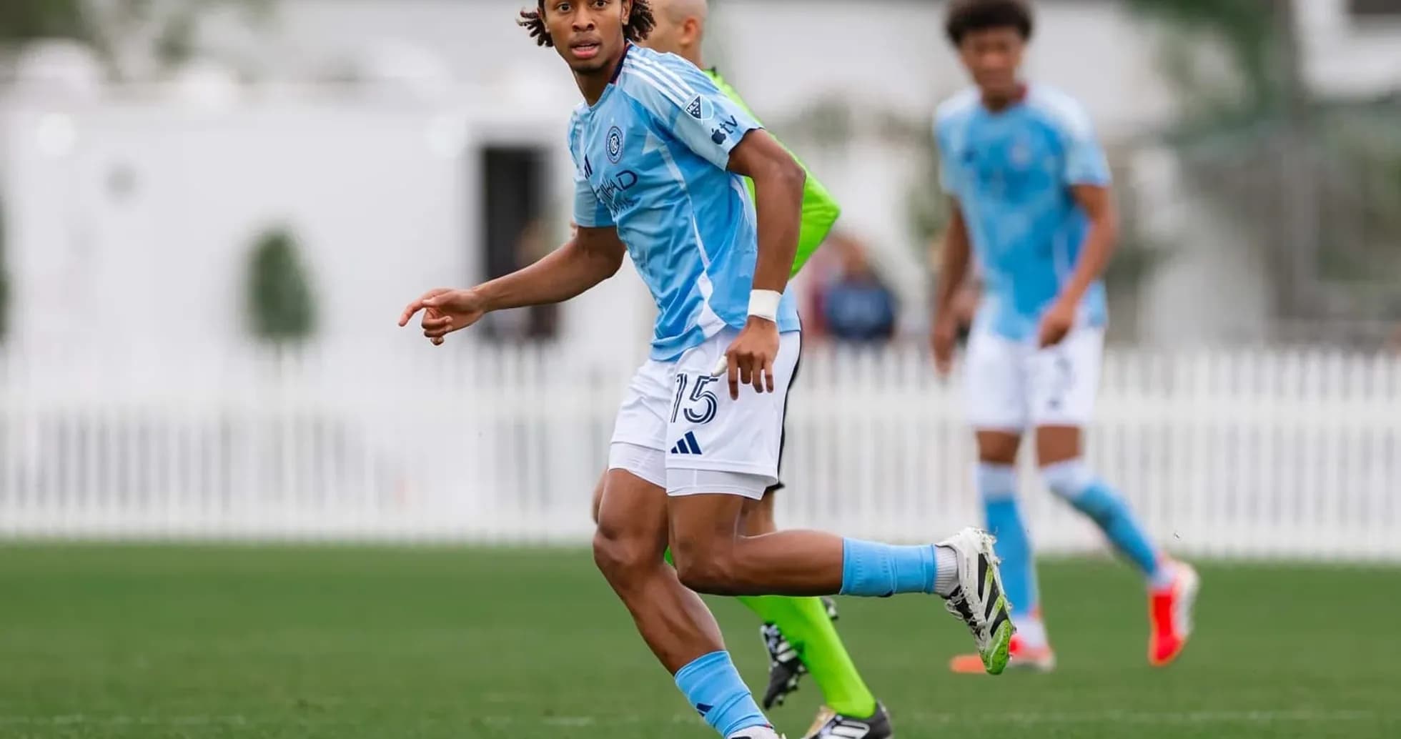 Player in blue jersey during MLS Next Pro match Player in blue jersey during MLS Next Pro match