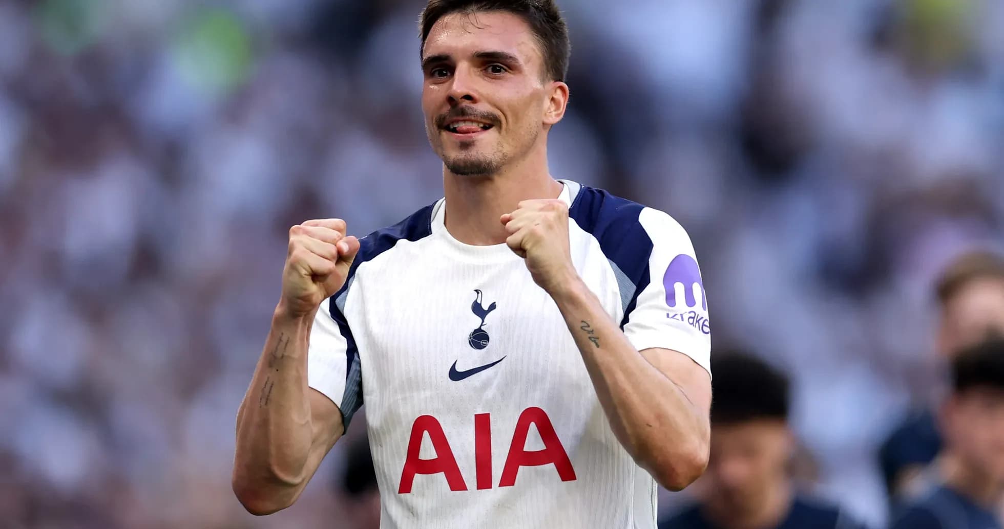 Tottenham player celebrating a goal during match Tottenham player celebrating a goal during match