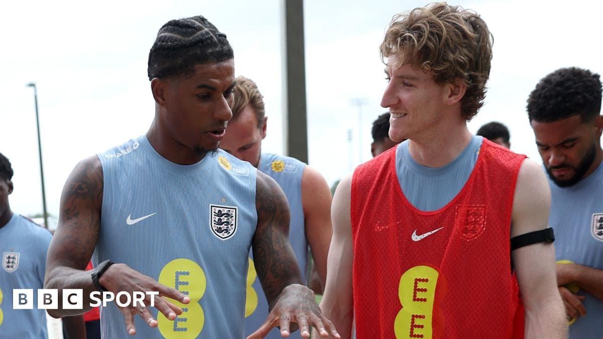Two players chatting during England training session Two players chatting during England training session