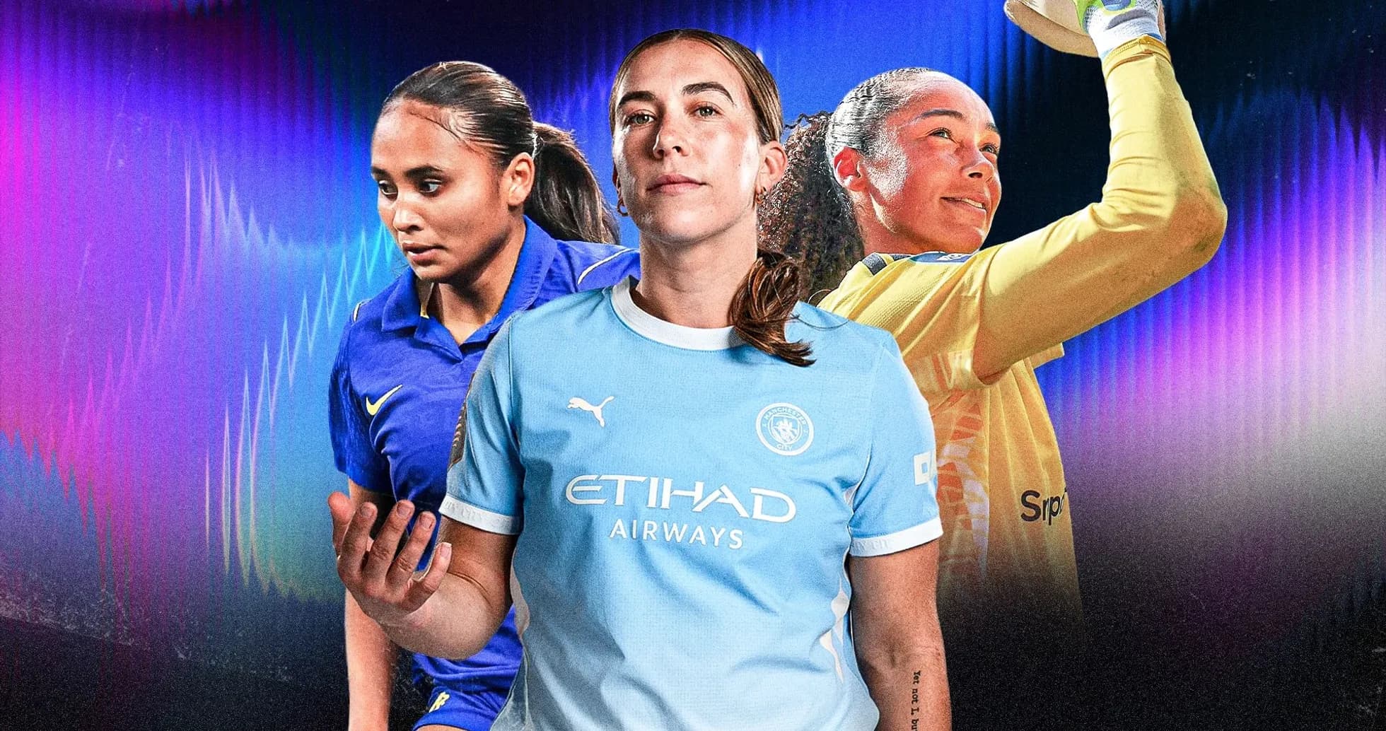 Three female soccer players in various poses Three female soccer players in various poses