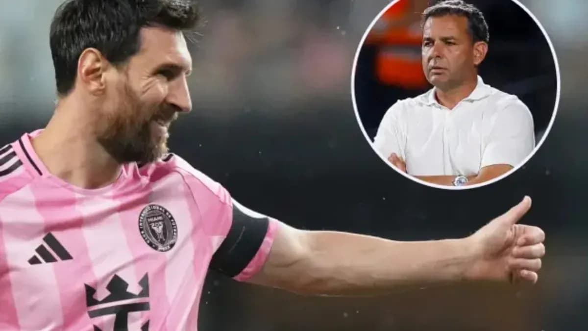 Lionel Messi celebrating during a match with coach in inset Lionel Messi celebrating during a match with coach in inset