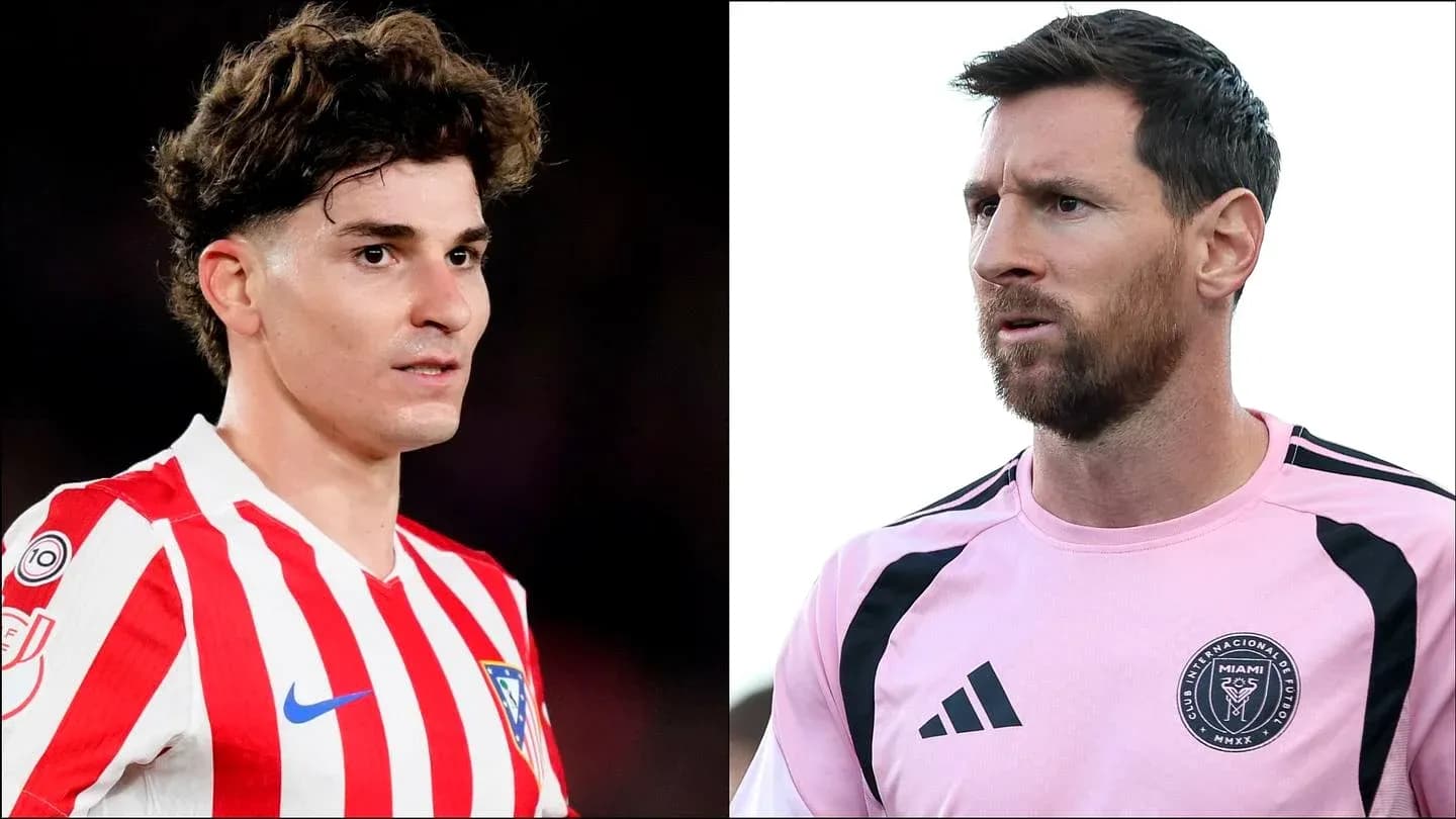 Two soccer players in jerseys facing each other Two soccer players in jerseys facing each other