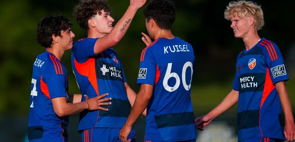 FC Cincinnati II players celebrating a goal FC Cincinnati II players celebrating a goal