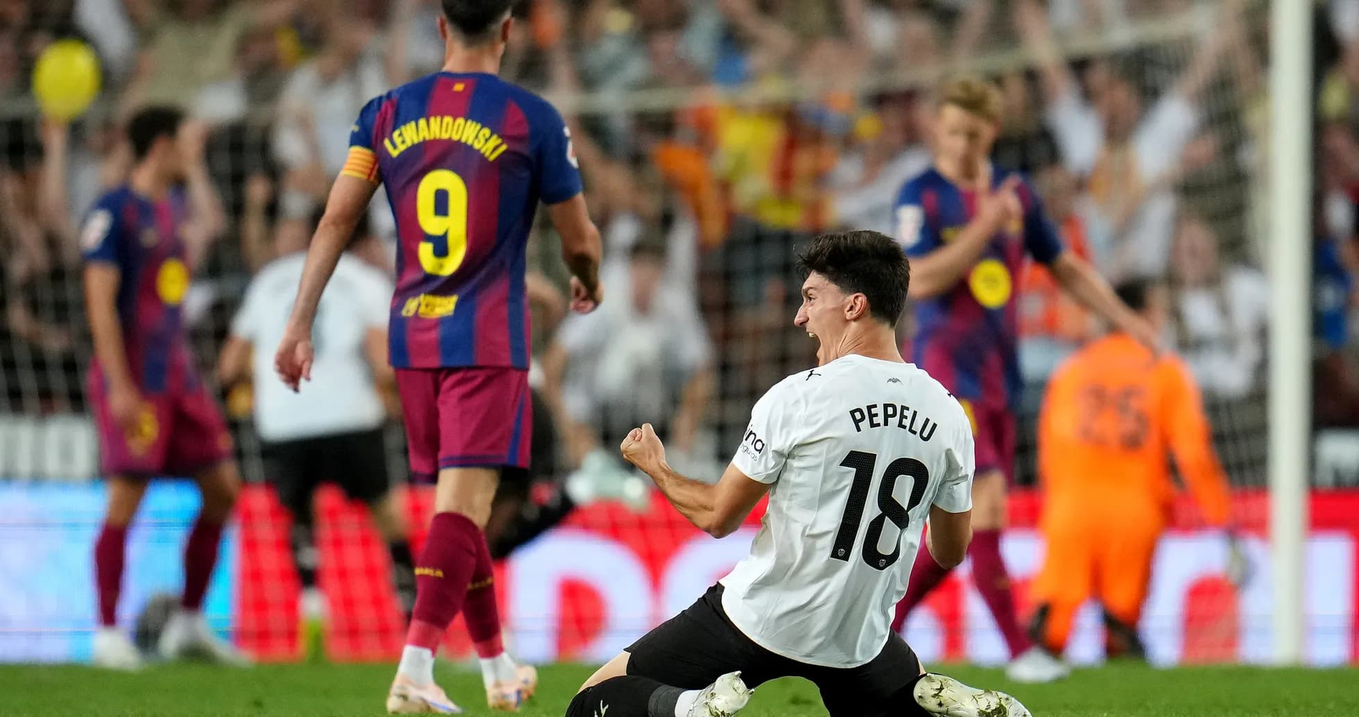 Pepelu celebrating a goal against Barcelona Pepelu celebrating a goal against Barcelona