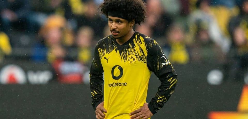 Player in Borussia Dortmund kit during match Player in Borussia Dortmund kit during match