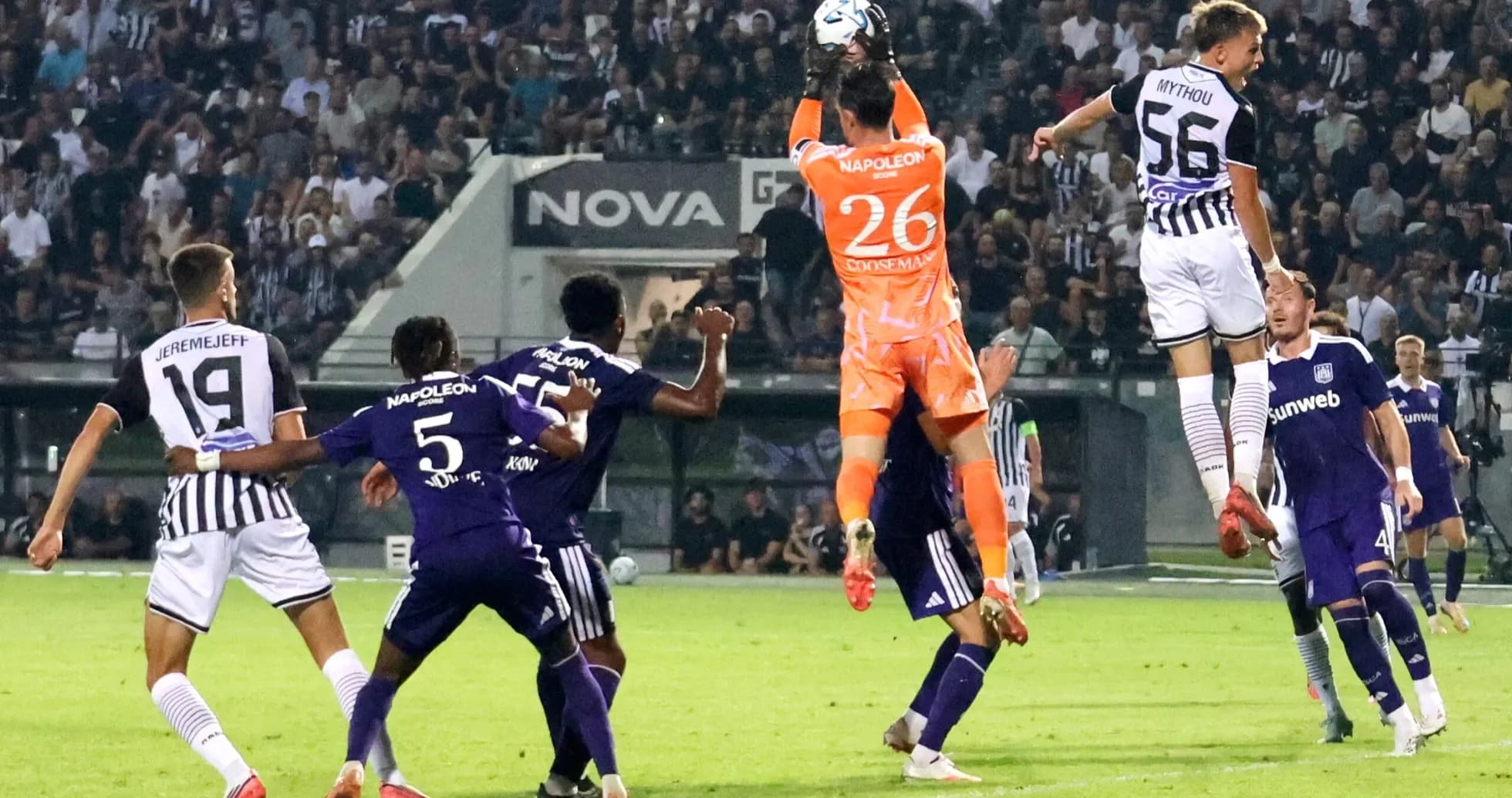 Goalkeeper catching the ball during PAOK match Goalkeeper catching the ball during PAOK match