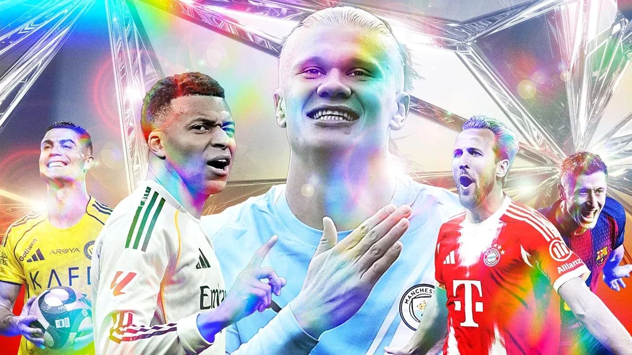 Collage of famous football players celebrating goals Collage of famous football players celebrating goals