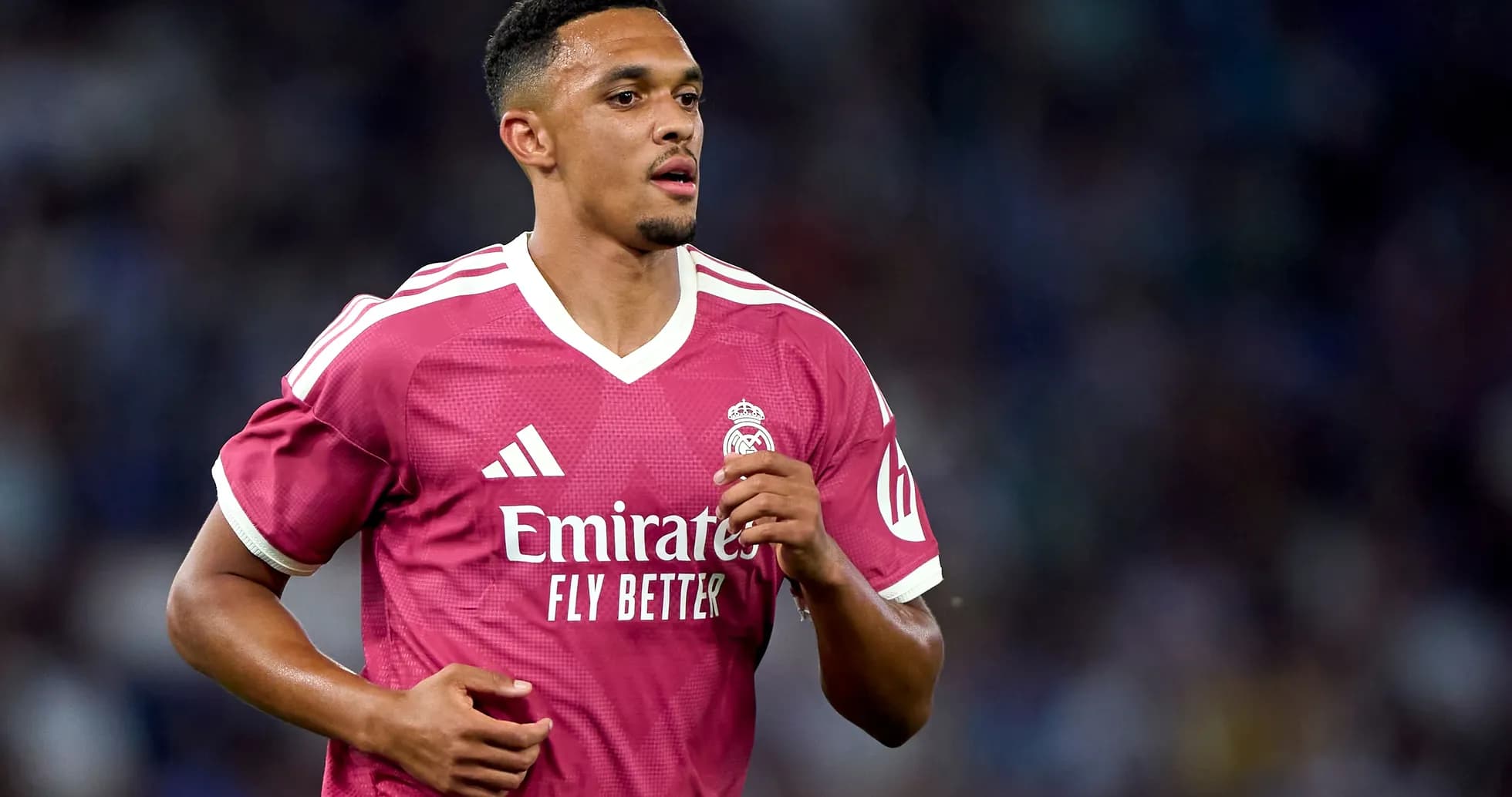 Player in pink Real Madrid jersey during match Player in pink Real Madrid jersey during match