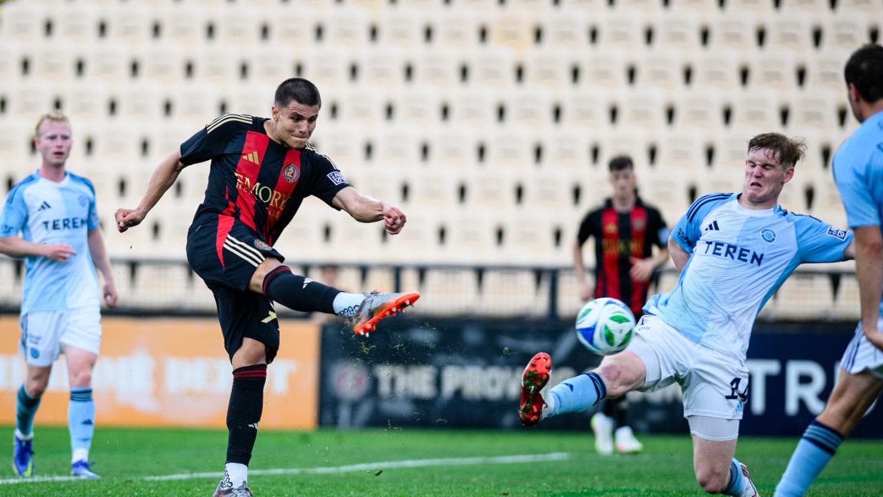 Player kicking ball during Atlanta United II match Player kicking ball during Atlanta United II match