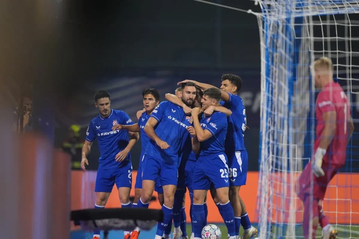 Dinamo Zagreb players celebrating a goal Dinamo Zagreb players celebrating a goal