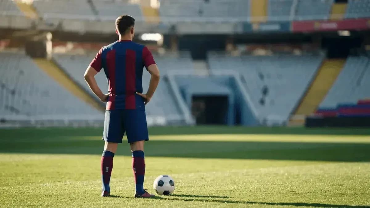 Player standing by the ball on the field Player standing by the ball on the field