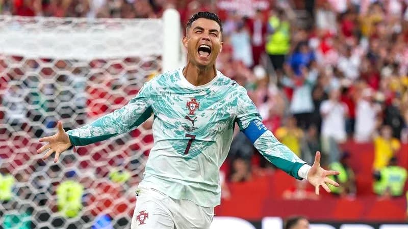 Cristiano Ronaldo celebrating a goal for Portugal Cristiano Ronaldo celebrating a goal for Portugal