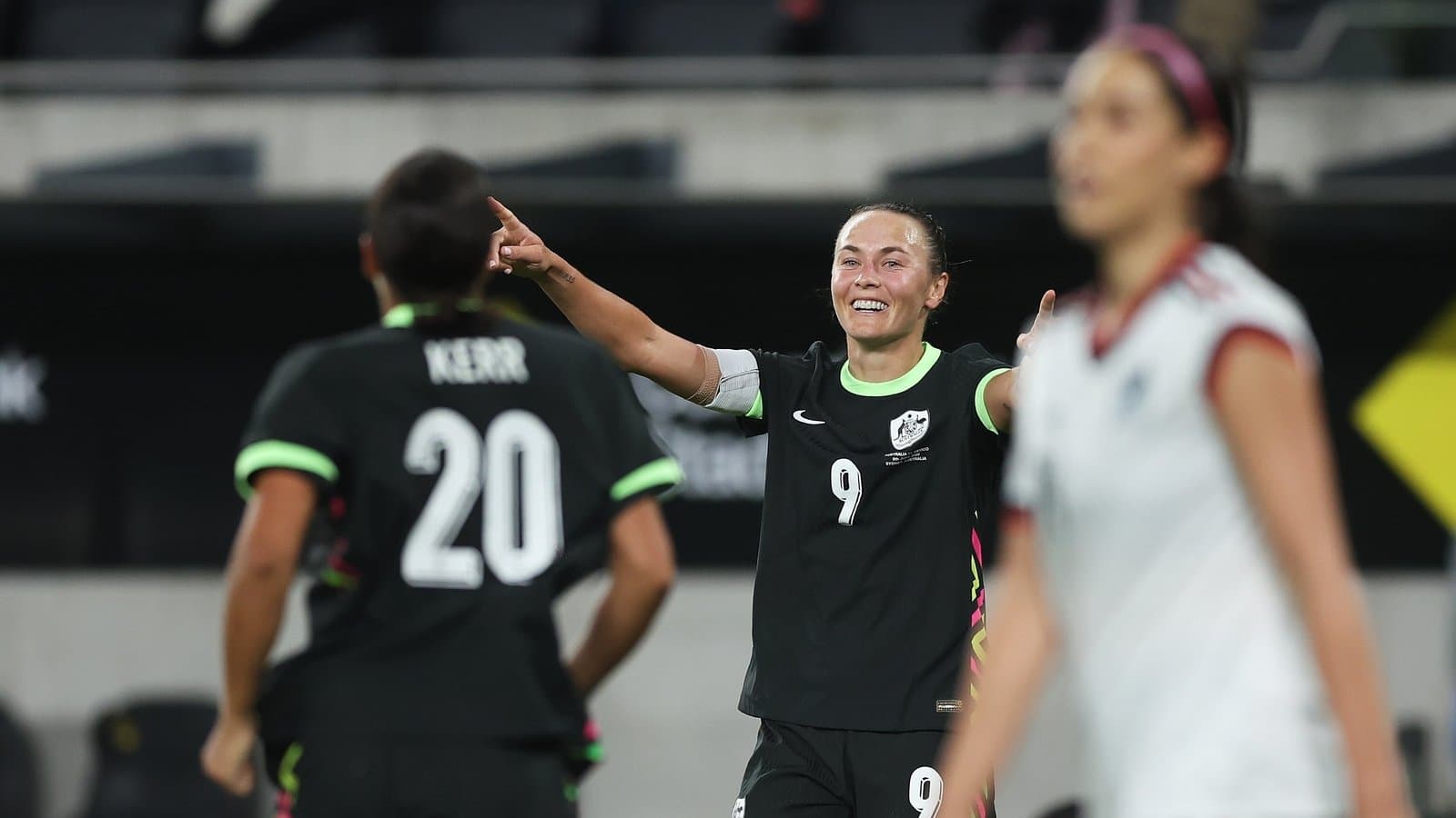 Player celebrating after scoring during match Player celebrating after scoring during match