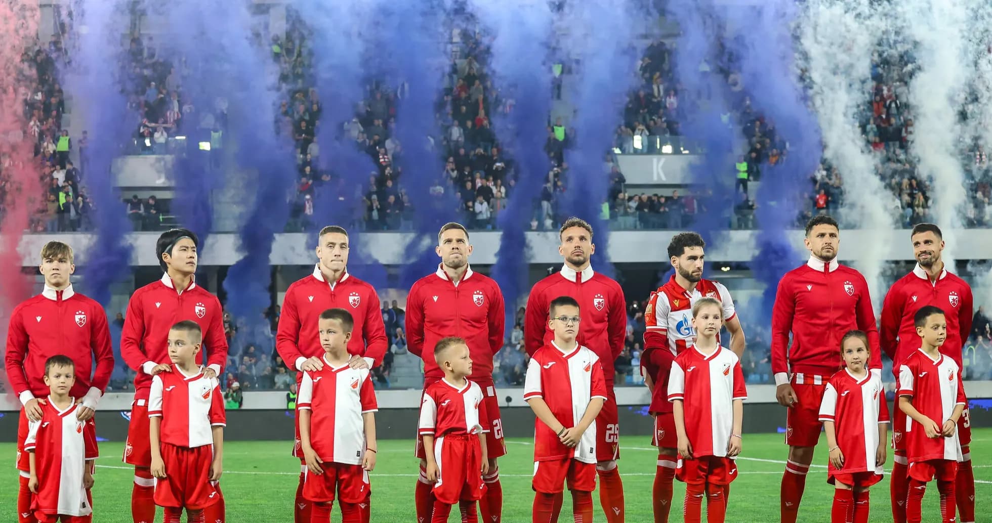FK Crvena Zvezda players standing before match FK Crvena Zvezda players standing before match