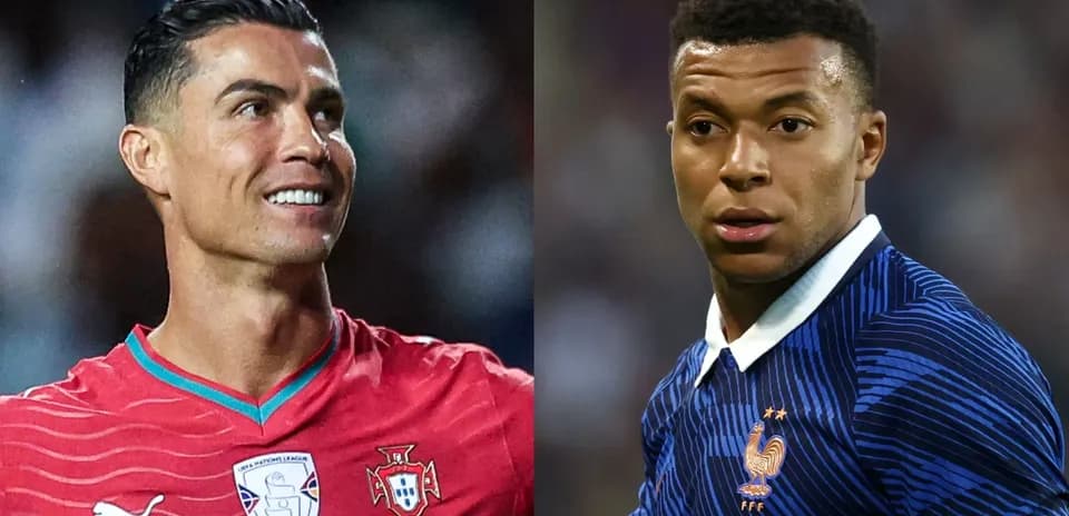 Cristiano Ronaldo and Kylian Mbappé during match Cristiano Ronaldo and Kylian Mbappé during match