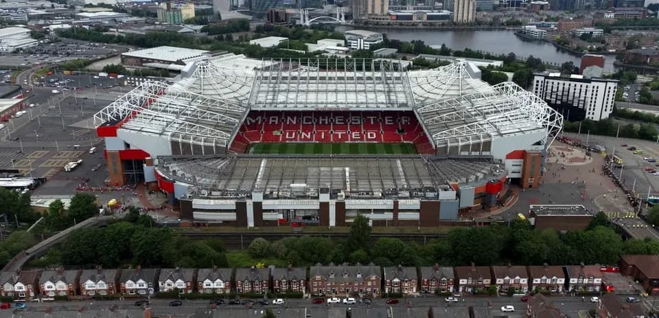 Aerial view of Old Trafford stadium in Manchester Aerial view of Old Trafford stadium in Manchester