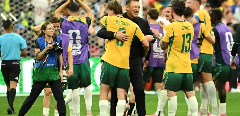 Australia team celebrating after World Cup match Australia team celebrating after World Cup match