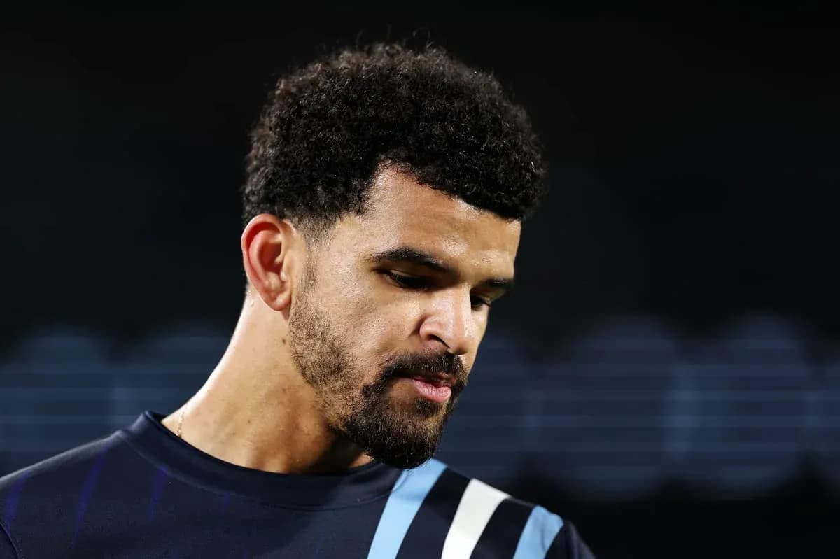 Player looking down during post-match interview Player looking down during post-match interview