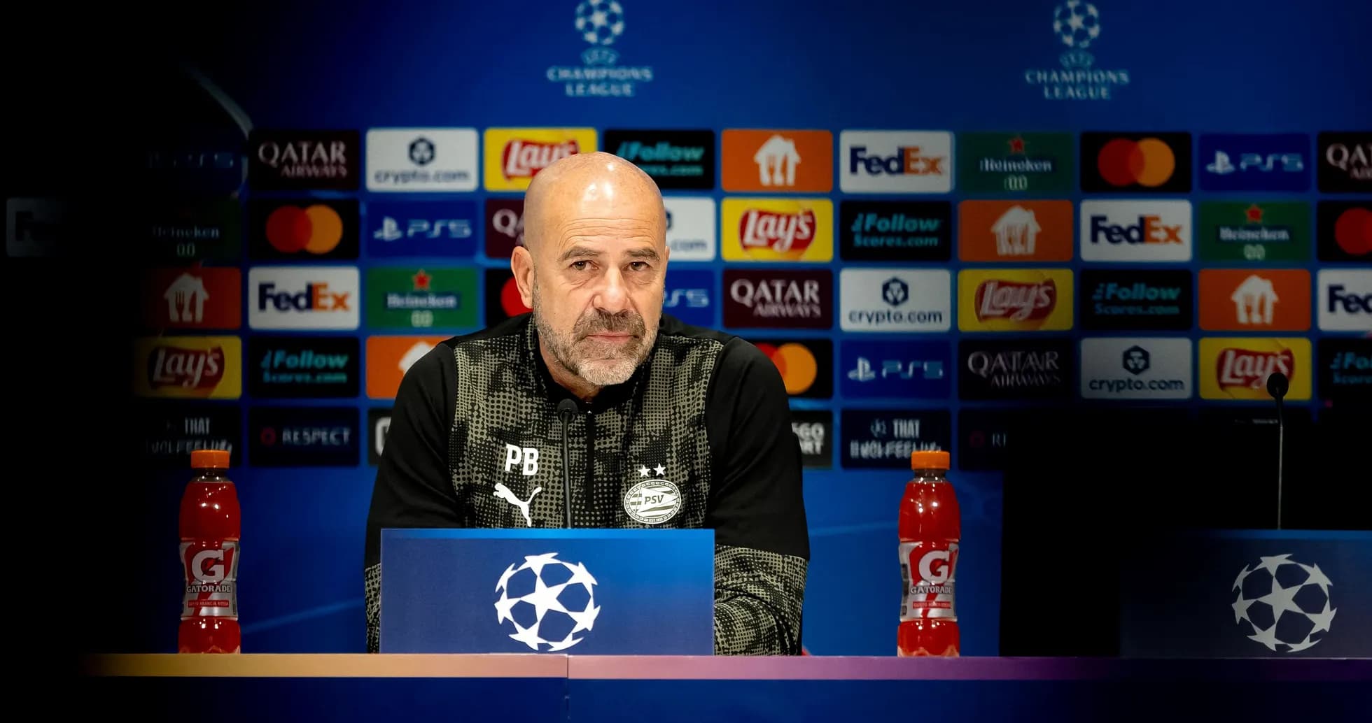 Manager at UEFA Champions League press conference Manager at UEFA Champions League press conference