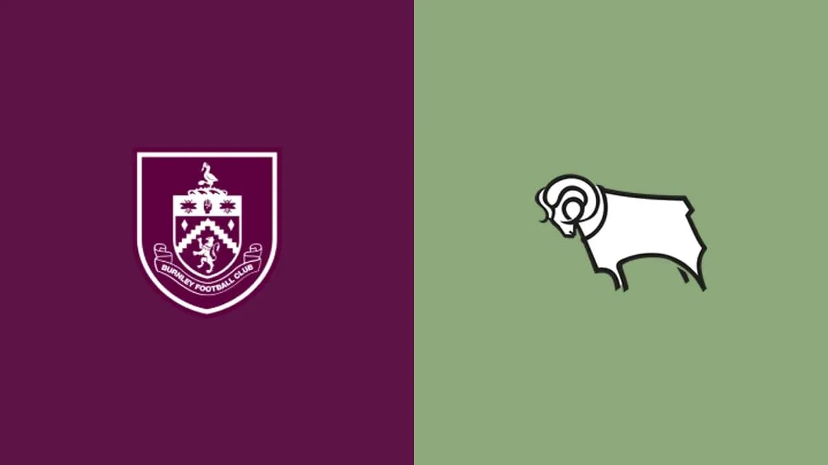 Logos of Burnley and Derby County football clubs Logos of Burnley and Derby County football clubs